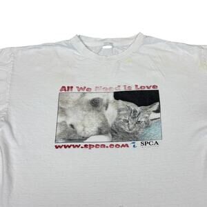 Vintage Humane Society Cat Dog T Shirt Women's Large Faded